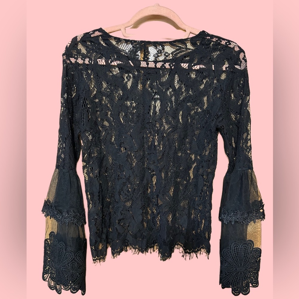 Elegant Black Lace Women's Top